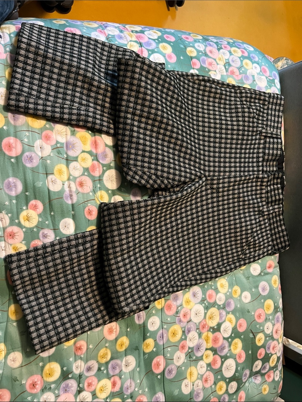 Black and Gray Checkered Dress Pants